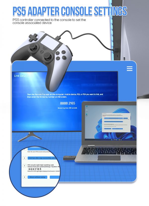 PS5 Wirelss Controller With Receiver Compatible with PS4 - Image 8