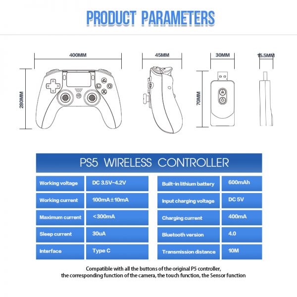 PS5 Wirelss Controller With Receiver Compatible with PS4 - Image 7