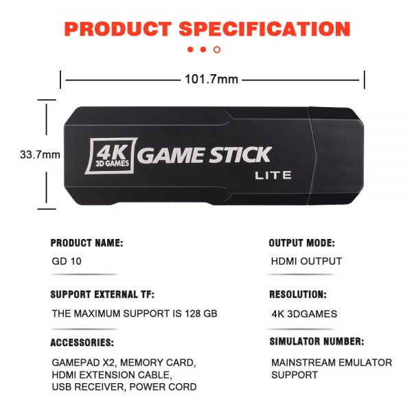 Gift X2 4K Game Stick HD Video Game Console 3D Retro Built-in 30000 Games 40+ Simulators With Wireless Controller - Image 5