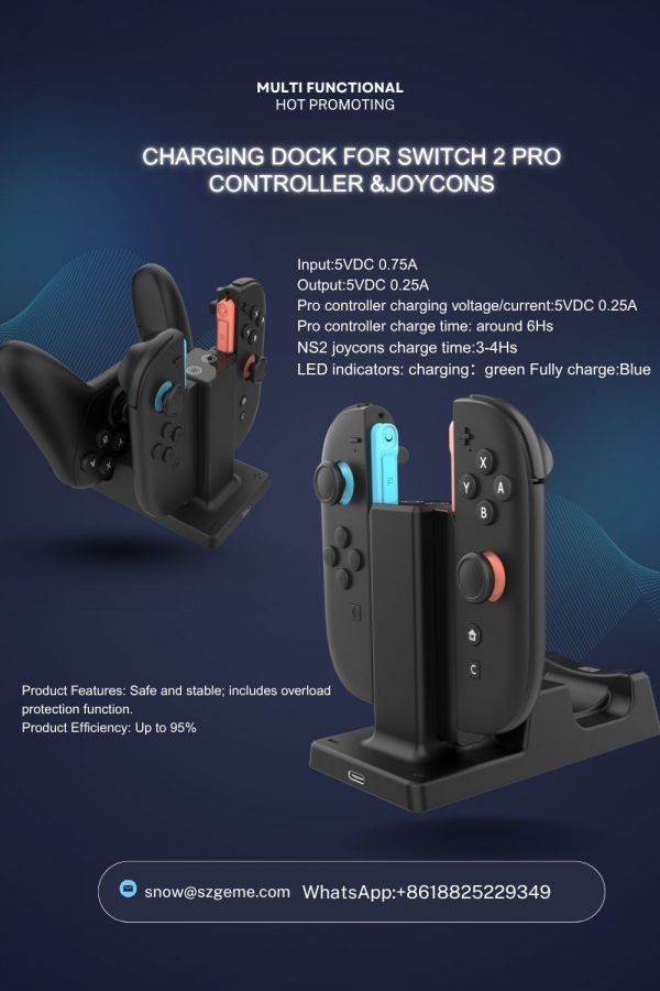Hot Multi Functional Charging Dock for Switch 2 Joycons 2 & Pro Controller - Image 8