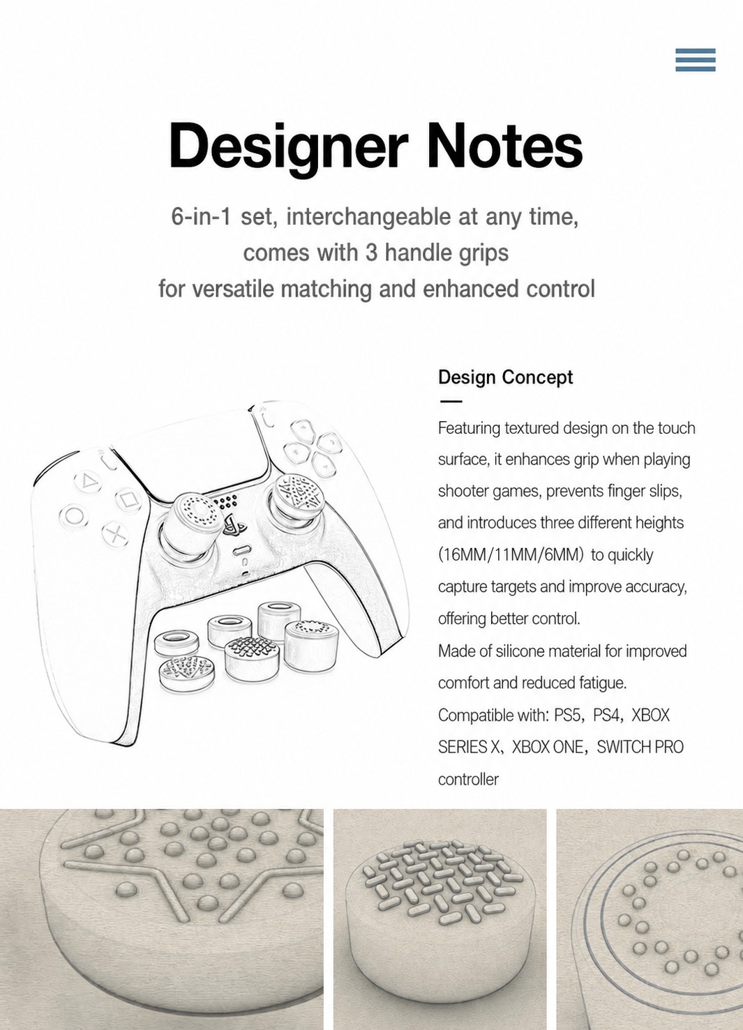 Steam Controller 2 Silicone Thumb Grip Caps 6 Pack High Low Rise Analog Stick Covers - Image 7
