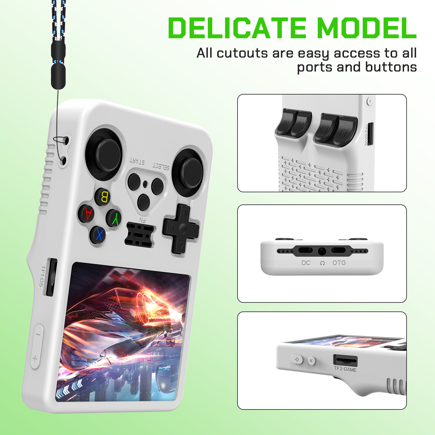 R36S Silicone Protective Cover Accessory Kit with Screen Protector and Joystick Thumb Grip Caps - Image 2